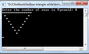 Hollow Pyramid Pattern in C using nested while - Codeforcoding