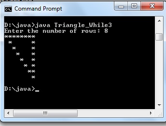 Hollow Triangle star Pattern using while loop in Java - Codeforcoding