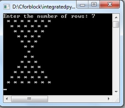 Display integrated pyramid star pattern in C