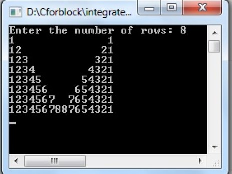 C program to Integrated triangle patterns using for loop - Codeforcoding