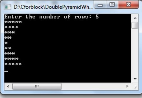 Display integrated pyramid star pattern in C