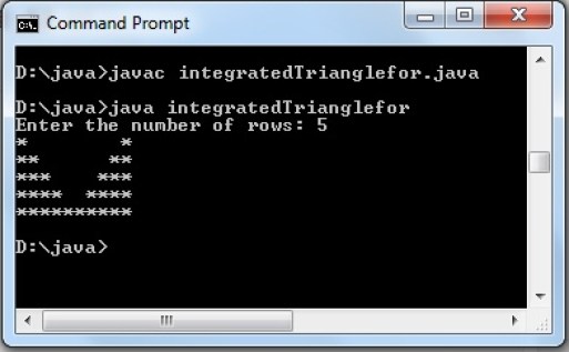 Java program to Integrated triangle patterns using for loop