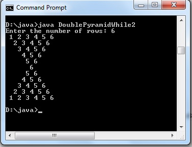 Program to display integrated pyramid number pattern in Java using ...