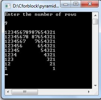 C++ Program to display integrated pyramid number pattern 