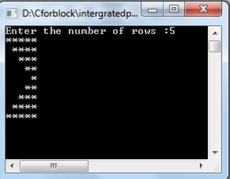 Display integrated pyramid star pattern in C