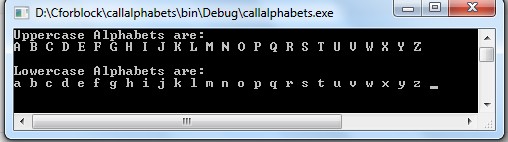 C program to print all upper case and lower case Alphabets - Codeforcoding