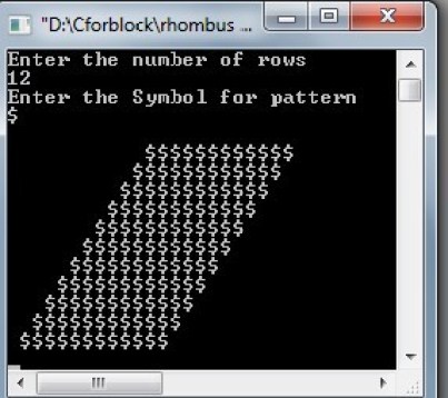 C++ code to Generate Rhombus patterns using do-while loop