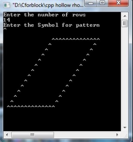 C++ code to Generate Rhombus patterns using do-while loop