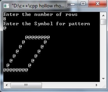 Program to display Rhombus star patterns in C++ using while