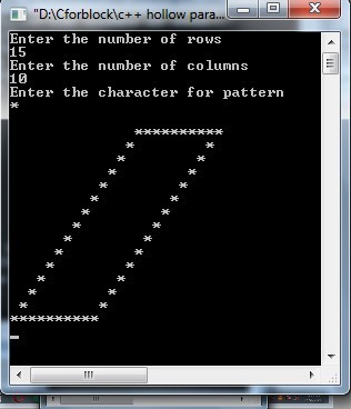 C++ program to print Parallelogram star pattern using for loop ...