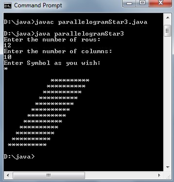Java code to Parallelogram star pattern using Do-while loop