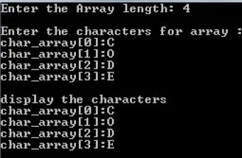 C++ program to read and display characters of an array - Codeforcoding