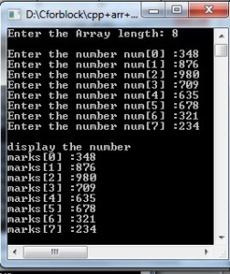 C++ program to read and print elements of an one dim array - Codeforcoding