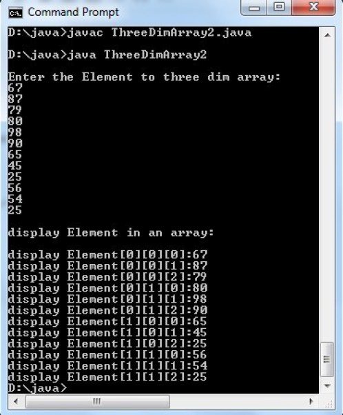 Three Dimensional Array in Java language