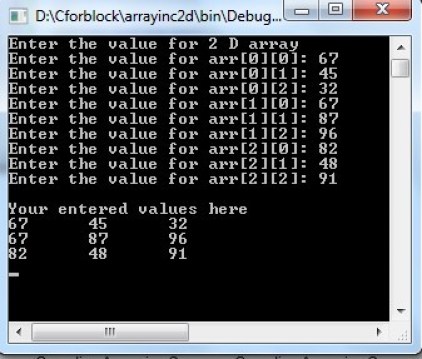 Two Dimensional Array in C language