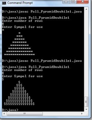 Java code to display Pyramid star pattern - Code for Java c