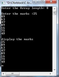C program to take array input and print using while loop - Code for Java c