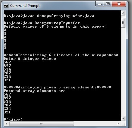 How to read user input for integer array using Java - Code for Java c