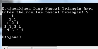 How to write pascal triangle code in Java using arrays - Code for Java c