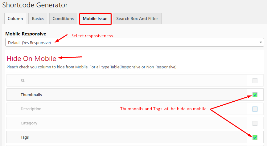 Mobile Responsiveness Column