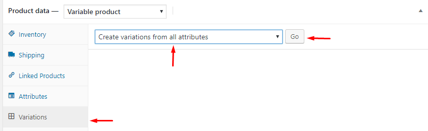 Create variation from Attributes