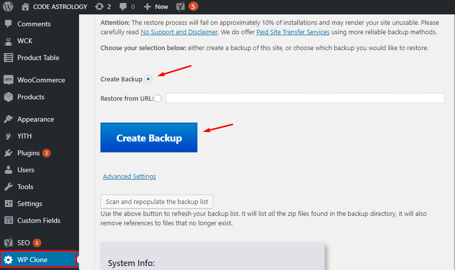 Create a backup