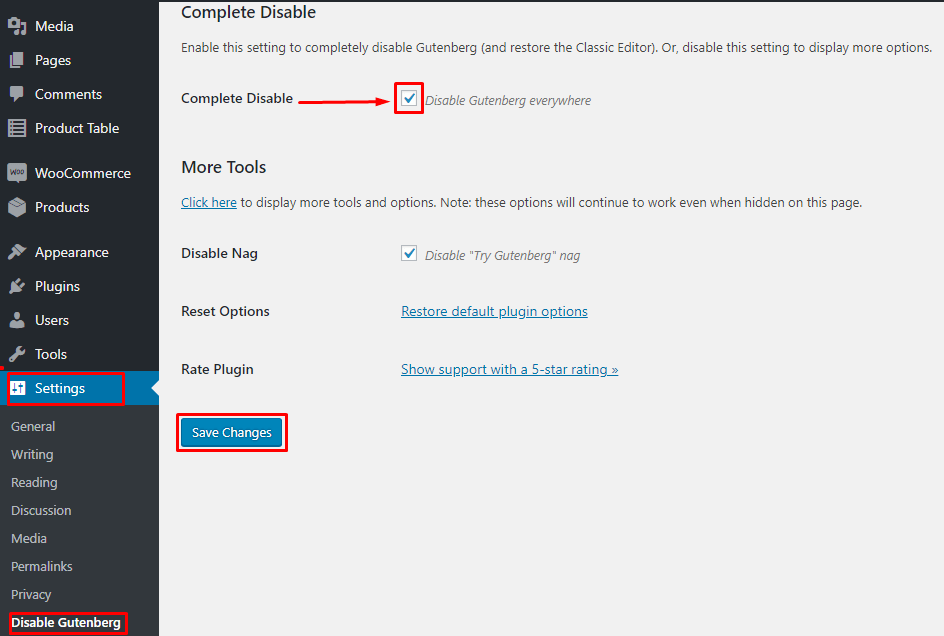 Complete disable Gutenberg