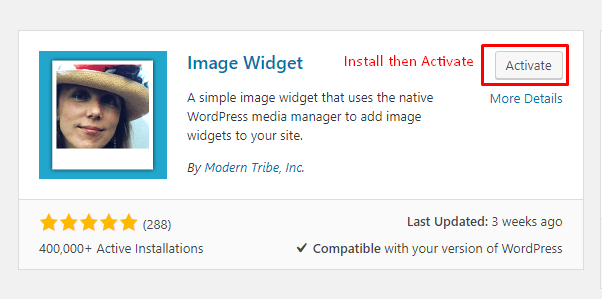 Install Image Widget Plugin