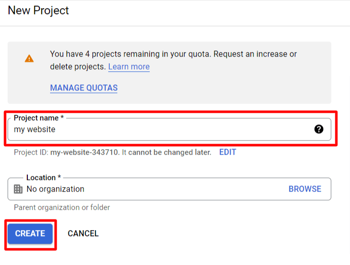 project name set