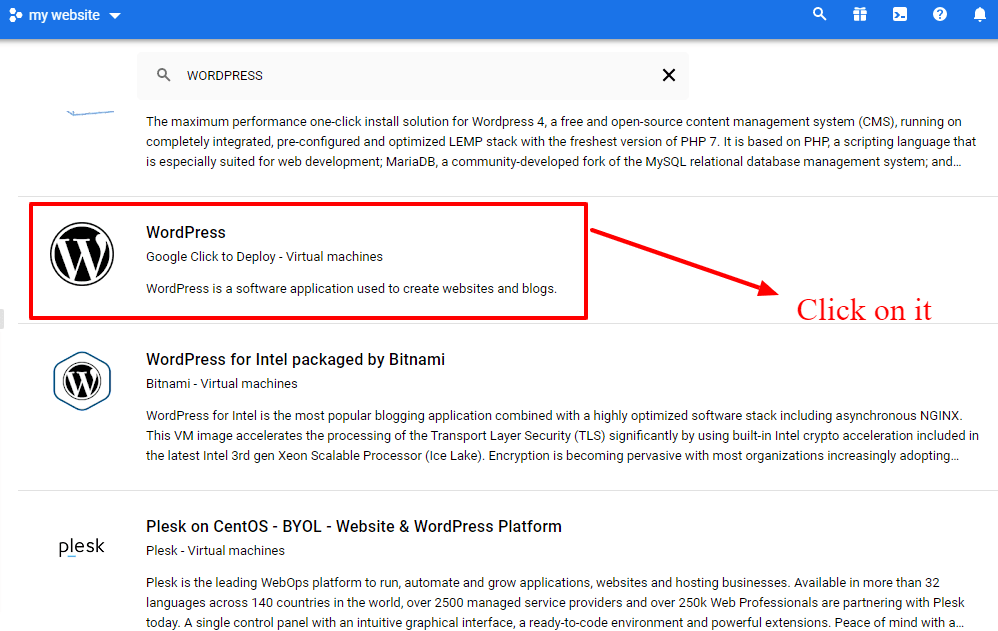 WordPress find out google cloud platform