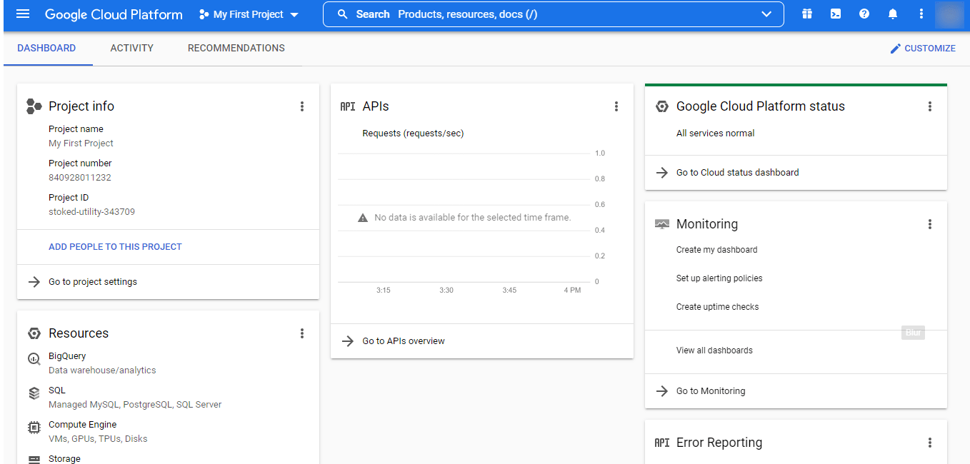 cloud dashboard