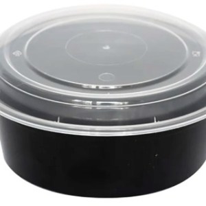 Contenedor Plastico Prime Line Negro 32oz Redondo