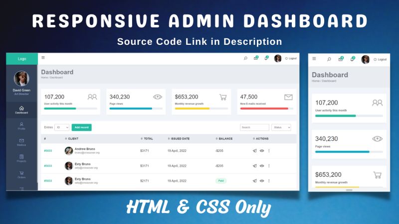 Responsive Admin Dashboard Page Html And Css - Download High Quality Mountain Image | 8K