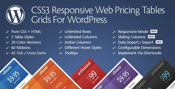CSS3 Compare Pricing Tables for WordPress Nulled