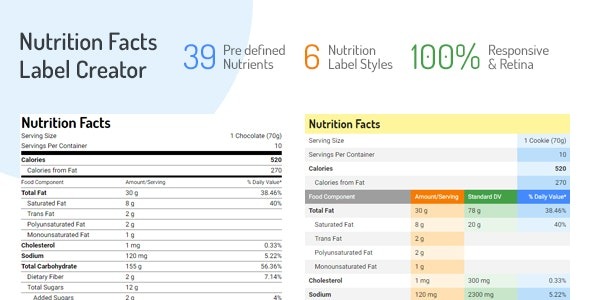 Nutrition Facts Label Creator Nulled