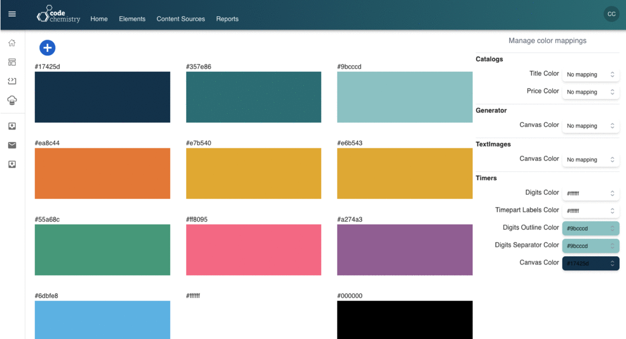A gif showing screenshots of brand style mappings and how create a timer in Code Chemistry