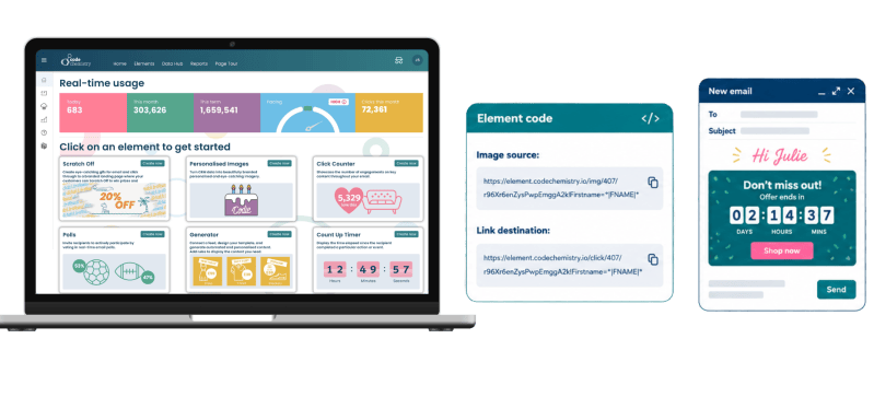 Create an email element in Code Chemistry, generate the HTML and add it to your email campaign