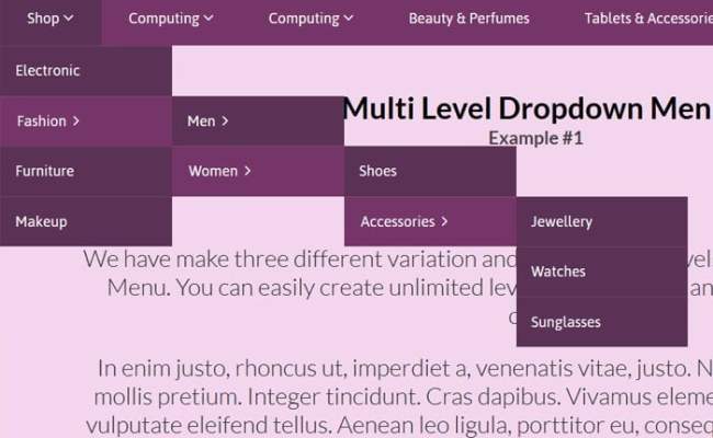 Advanced CSS Multi Level Dropdown Menu | Codeconvey