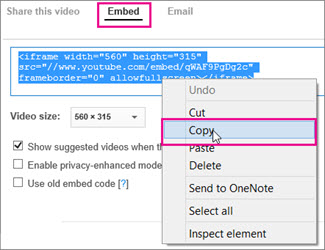 YouTube iFrame embed code