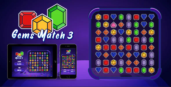 Gems Match 3 HTML5 Game