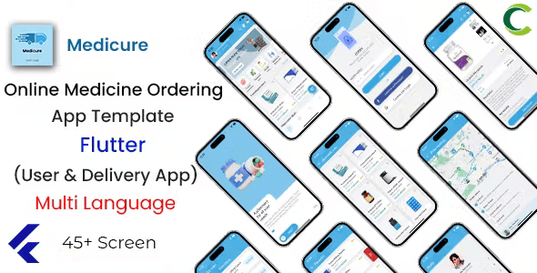 Online Medicine Ordering App Template in Flutter 2 Apps User App Delivery App Medicure