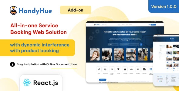 Handyhue React On Demand Service Booking Website