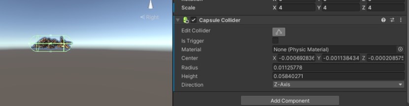  The collider will be quite big, so make sure you adjust it to fit the dino correctly.  The collider values are shown in the screenshot