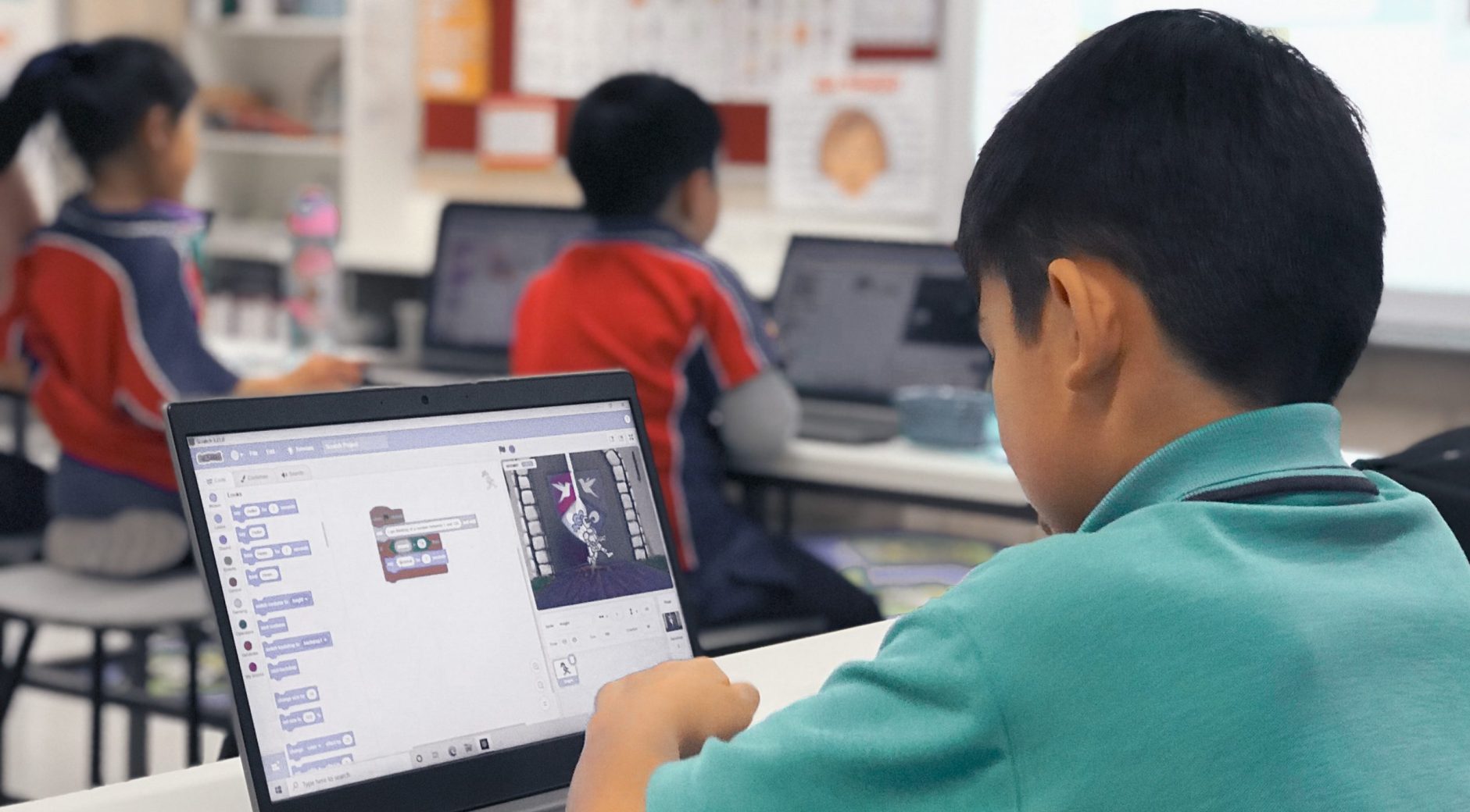Child coding a game