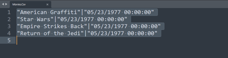 CSV file with only two columns exported