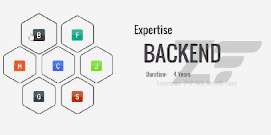 Portfolio Hexagon Skillset With VelocityJS