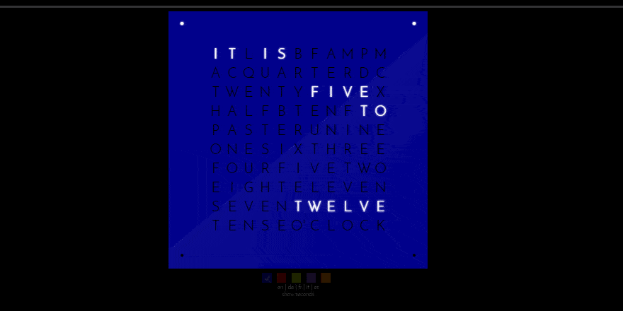 QLOCKTWO – A Clock Concept Using HTML3, CSS And JavaScript