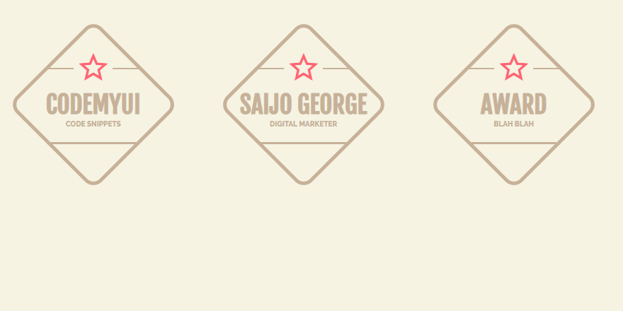 CSS Only Diamond Shaped Badge