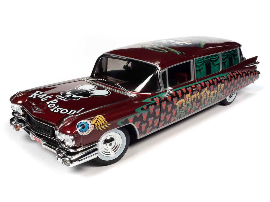 AUTO WORLD AW303 AUTO WORLD 1959 CADILLAC ELDORADO HEARSE RAT FINK 1:18 SCALE DIECAST BAY 2 - B2
