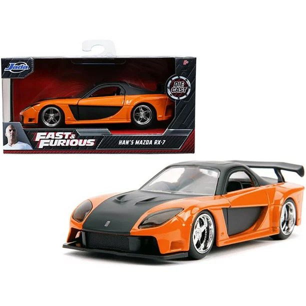 Jada 30736 Fast & Furious 1/32 Han's Mazda RX-7 RHD - Orange Metallic and Black